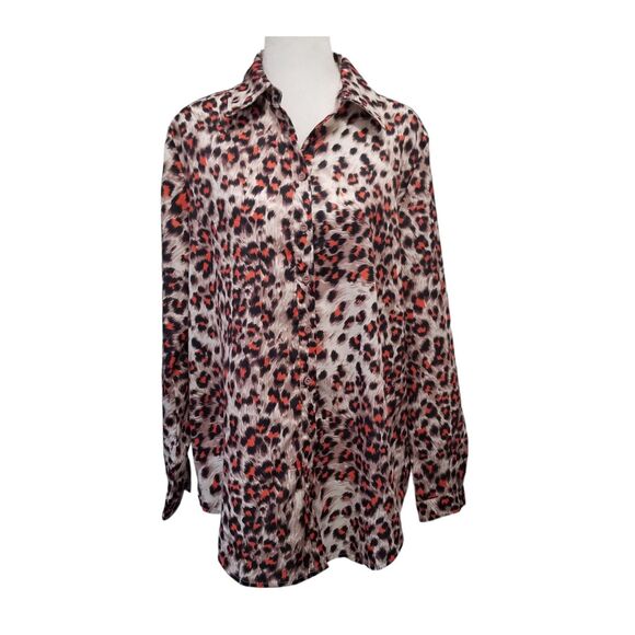 PrettyLittleThing Oversized Animal Print Button Down Top Size 4 - Picture 3 of 14